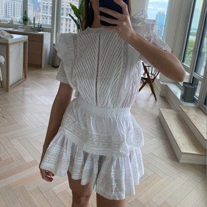 Maia Bergman short white ruffle dress
